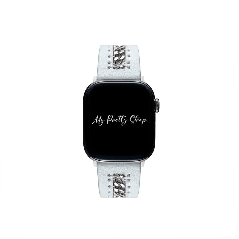 Bijou Apple Watch Strap – White and Silver