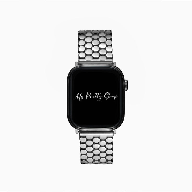 Honeycomb Stainless Steel Strap – Silver Gem